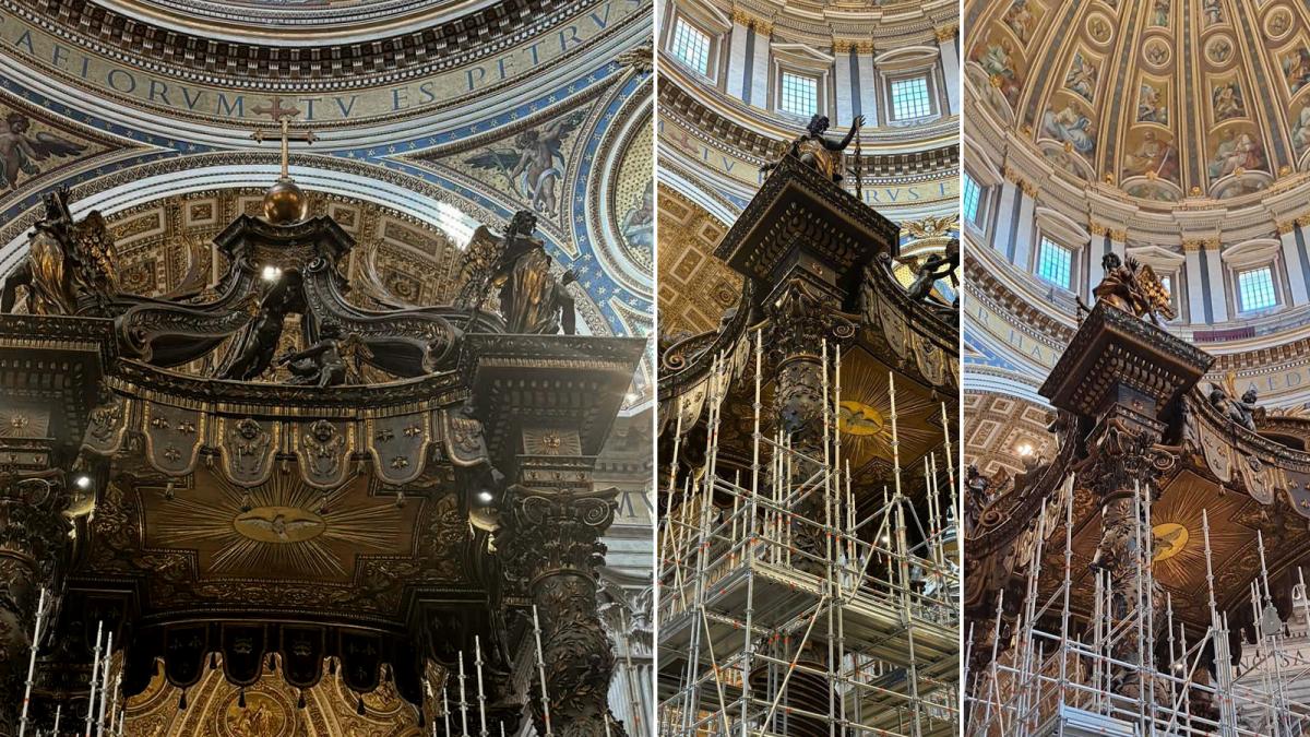 El Vaticano ha comenzado con la restauración del Baldaquino de San Pedro.